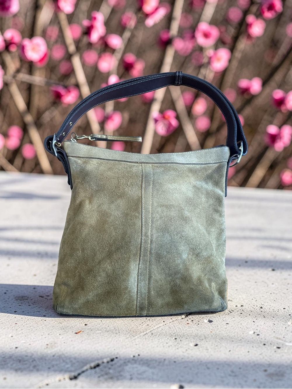 Coach Legacy Hobo Suede Crossbody Messenger Bag 9324 Tan & Brown - Adjustable